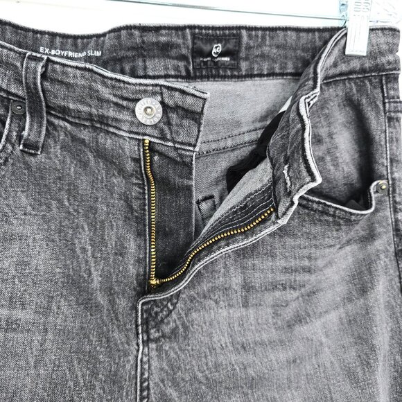 AG Ex Boyfriend Slouchy Slim Jeans in Black Roadway - Picture 9 of 14